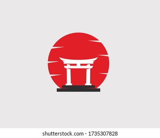 Ein torii ist ein traditionelles japanisches Gate Logo Design trendy Grafik, am häufigsten am Eingang oder innerhalb eines Shinto Schrein gefunden.