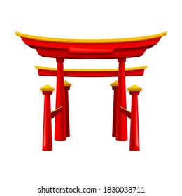 Torii as Traditional Japanese Sacred Gate Vector Illustration