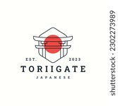 toriigate logo vector icon illustration hipster vintage retro .