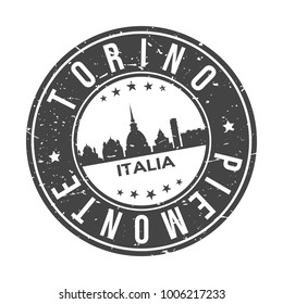 Torino Piemonte Italia Europa Stamp Logo Icon Symbol Design Skyline City.