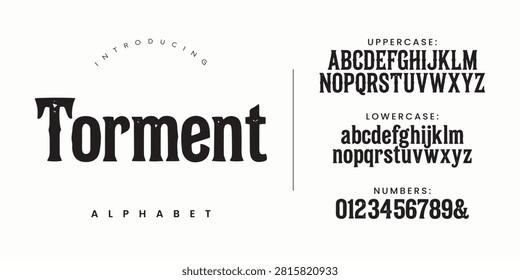 Torment Alphabet dark horror display font for heavy metal band logo and spooky Halloween poster template