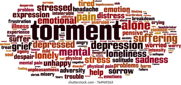Torment word cloud concept. Vector illustration