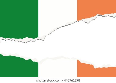 Torn 3D Isometric Flag Illustration of the country of Ireland