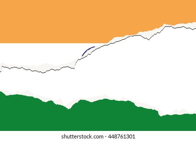 Torn 3D Isometric Flag Illustration of the country of India
