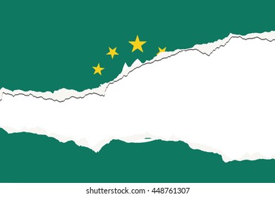 Torn 3D Isometric Flag Illustration of the country of MAcau