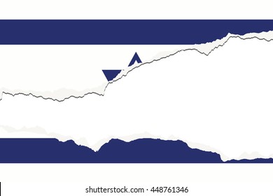 Torn 3D Isometric Flag Illustration of the country of Israel