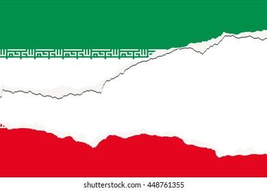Torn 3D Isometric Flag Illustration of the country of Iran