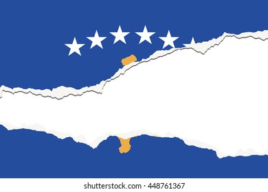 Torn 3D Isometric Flag Illustration of the country of Kosovo