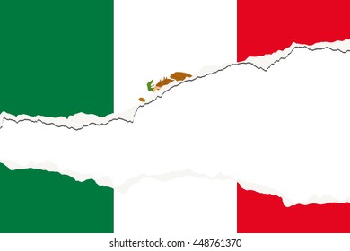 Torn 3D Isometric Flag Illustration of the country of Mexico