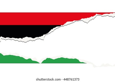 Bandera isométrica desgarrada 3D Ilustración del país de Libia