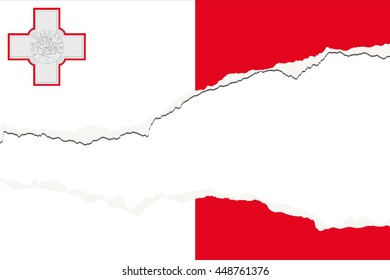 Torn 3D Isometric Flag Illustration of the country of Malta