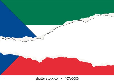 Torn 3D Isometric Flag Illustration of the country of Equatorial Guinea