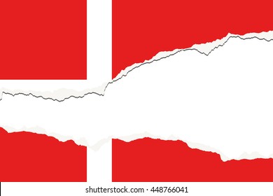Torn 3D Isometric Flag Illustration of the country of Denmark