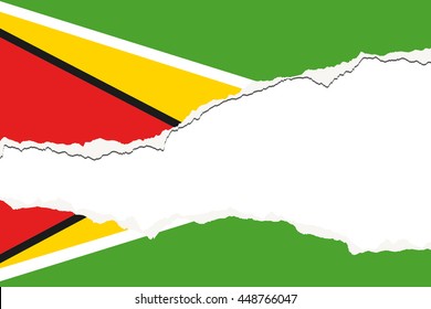 Torn 3D Isometric Flag Illustration of the country of Guyana
