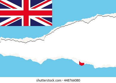 Torn 3D Isometric Flag Illustration of the country of Fiji