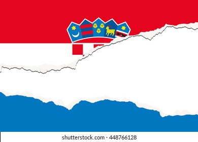 Torn 3D Isometric Flag Illustration of the country of Croatia