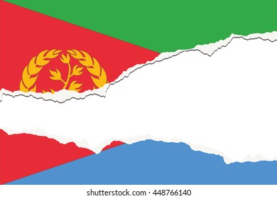 Torn 3D Isometric Flag Illustration of the country of Eritrea