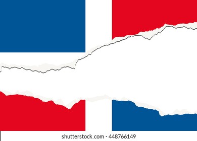 Torn 3D Isometric Flag Illustration of the country of Dominican Republic