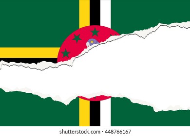 Torn 3D Isometric Flag Illustration of the country of Dominica