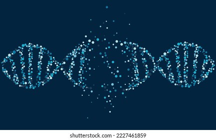 Torn apart DNA chromosome on dark background. Genetic Code DNA Molecule Structure. Heredity genetic health concept. Technology science