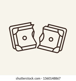 Torn banknote line icon. Dollar, money, destroyed. Finance concept. Vector illustration can be used for money wasting, bank interest rate, throwing money
