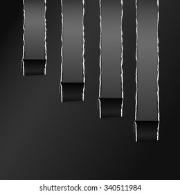 Torn Black Wrapped Curved Paper Gray Copy Space Vector Illustration