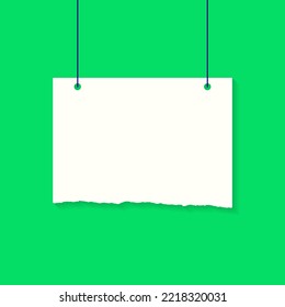 Torn blank paper, sticky note icon vector in flat style