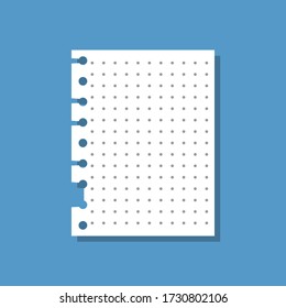 torn blank white dotted notebook paper sheet