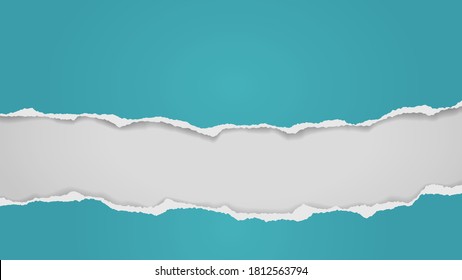 Torn of blue paper are on white background for text, advertising or design. Vector illustration
