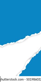Torn blue paper with place for text. Vector vertical background. Winter template for mobile app ore banner
