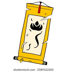 torn calligraphy scroll illustration hand drawn isolated vector