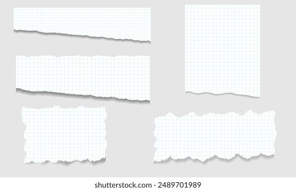 Juego de papel a cuadros rasgado. Hoja para la Ilustración vectorial del álbum.