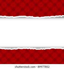 Torn christmas background with place for your text. Vector illustration