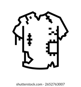 zerrissene Kleidung Symbol Linie Symbol Vektor. Symbol für zerrissene Kleidung. isoliertes Kontursymbol, schwarze Illustration