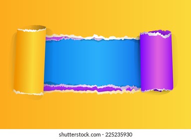 Torn color wrapped paper with space for your message vector illustration