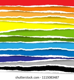 Torn Colorful Paper Big Set, Vector Illustration