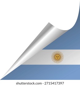 Esquina rasgada que revela la bandera de Argentina con colores azul y blanco.