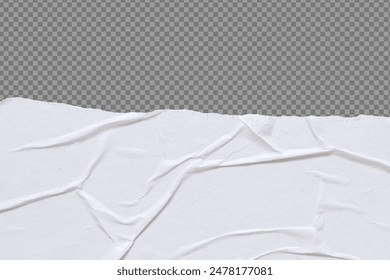 Torn Crumpled Glued Paper Texture Background.