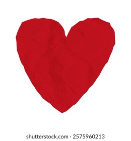Torn crumpled paper heart in vibrant red, uneven jagged edges, crafted from notebook sheet sticker, valentine collage and romance design - Powered by Shutterstock - Get 15% off with code: PIKWIZARD15