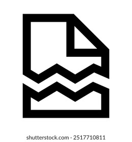 torn document icon, paper torn symbol, destroy document icon, information missing file icon