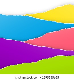 Torn edge paper background. Colorful vector templates.