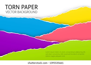 Torn edge paper background. Colorful vector templates.
