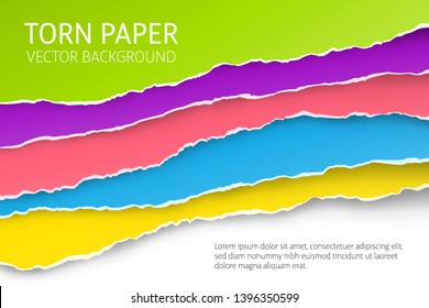 Torn edge paper background. Colorful vector templates.