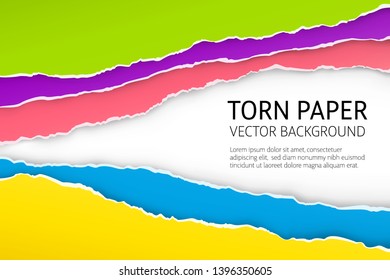 Torn edge paper background. Colorful vector templates.