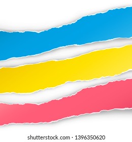 Torn edge paper background. Colorful vector templates.