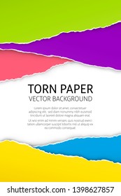 Torn edge paper background. Colorful vector templates.