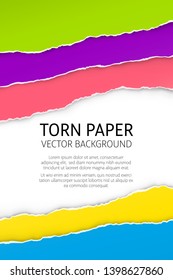 Torn edge paper background. Colorful vector templates.