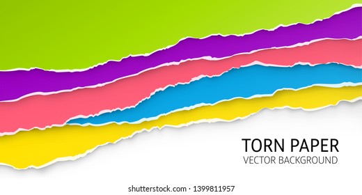 Torn edge paper background. Colorful vector templates.