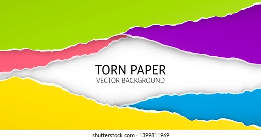 Torn edge paper background. Colorful vector templates.
