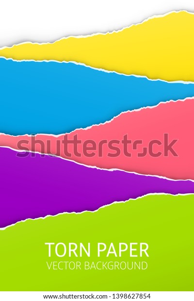 Torn\
edge paper background. Colorful vector\
templates.